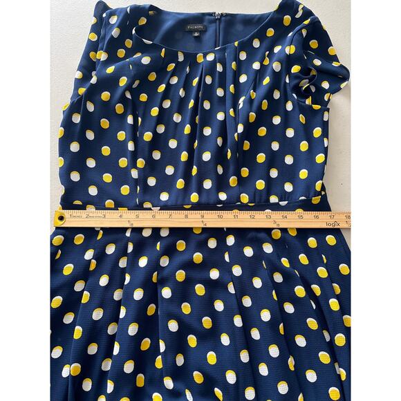 Talbots Womens Size 10 Blue Polka Dot Flutter Sleeve Knee Length Fit Flare Dress - Picture 9 of 12